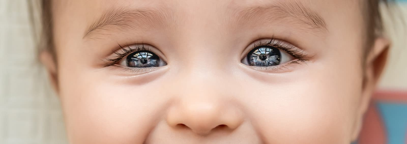 close up blue baby eyes